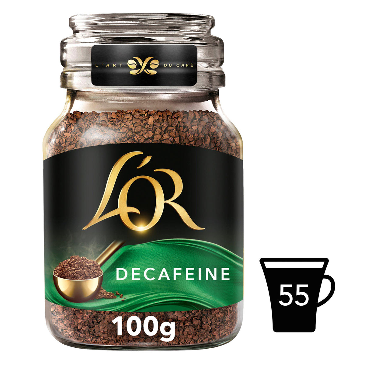 L'OR decaff instant coffee 100g glass jar, UK version