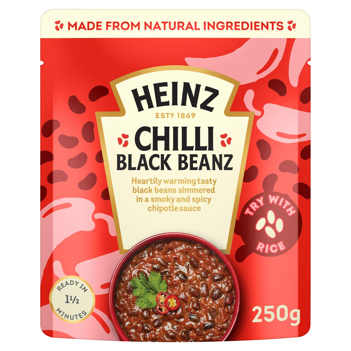 Heinz Chilli Black Beans Mexican Style 250g, UK version
