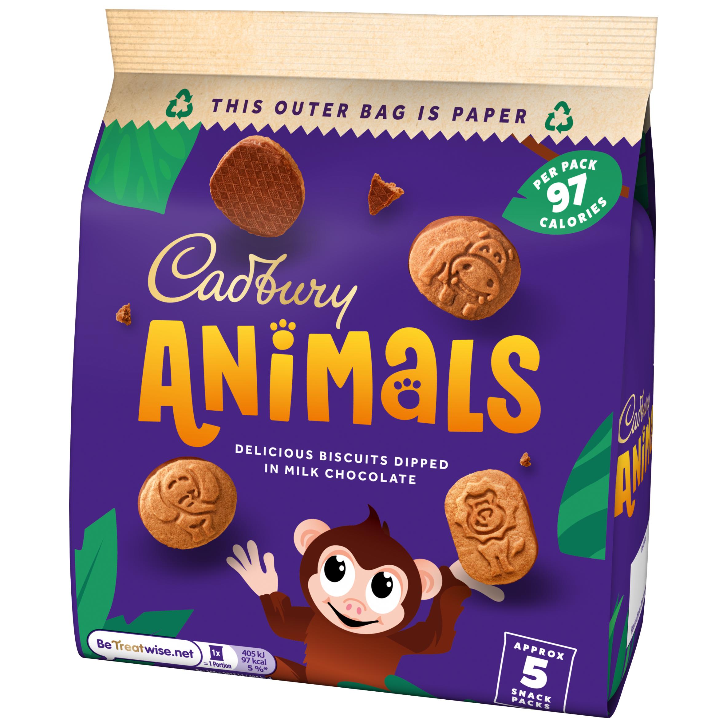 Cadbury Animals mini chocolate biscuit multipack 99g - British product