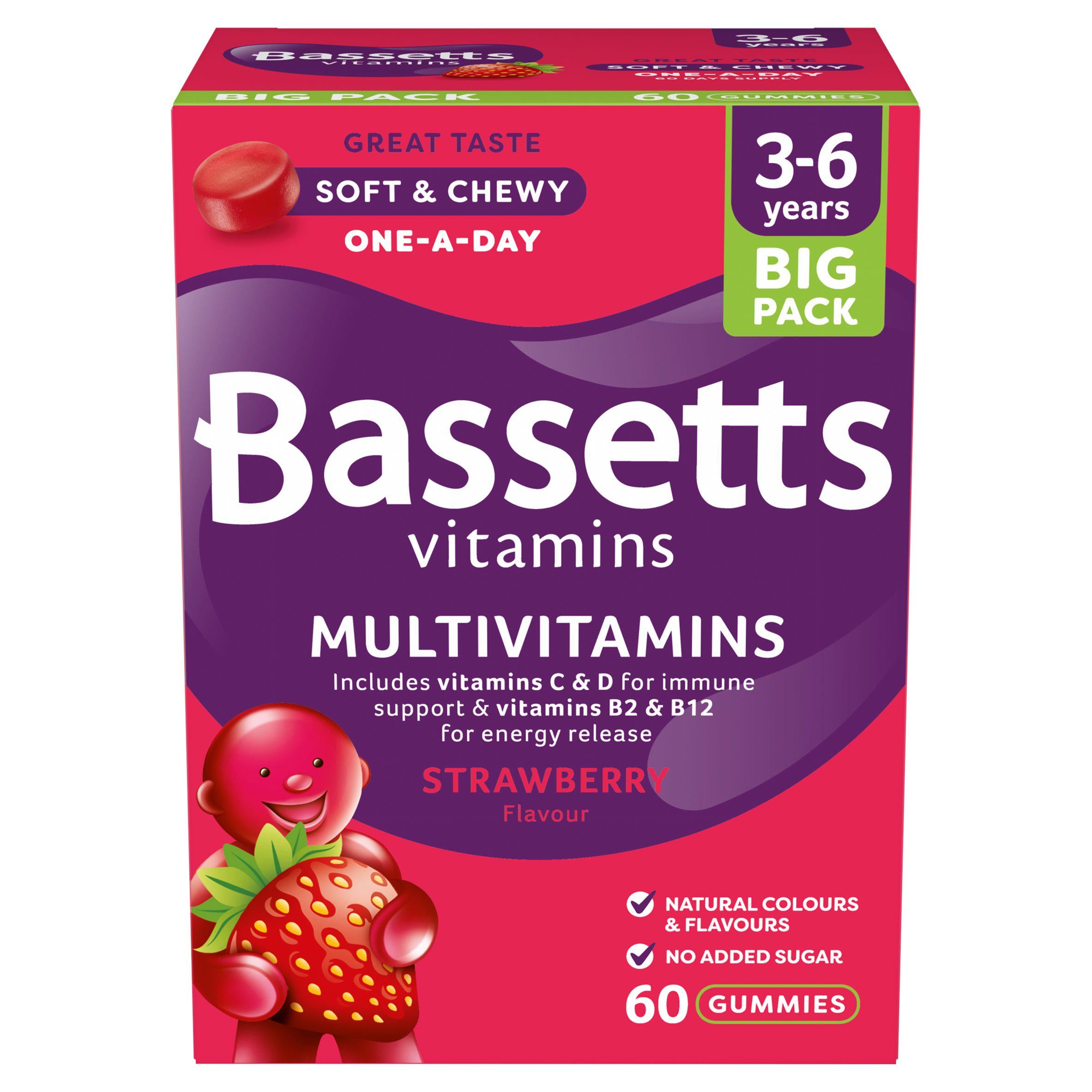 Bassetts Vitamins multivitamin gummies strawberry 60 pack - British product