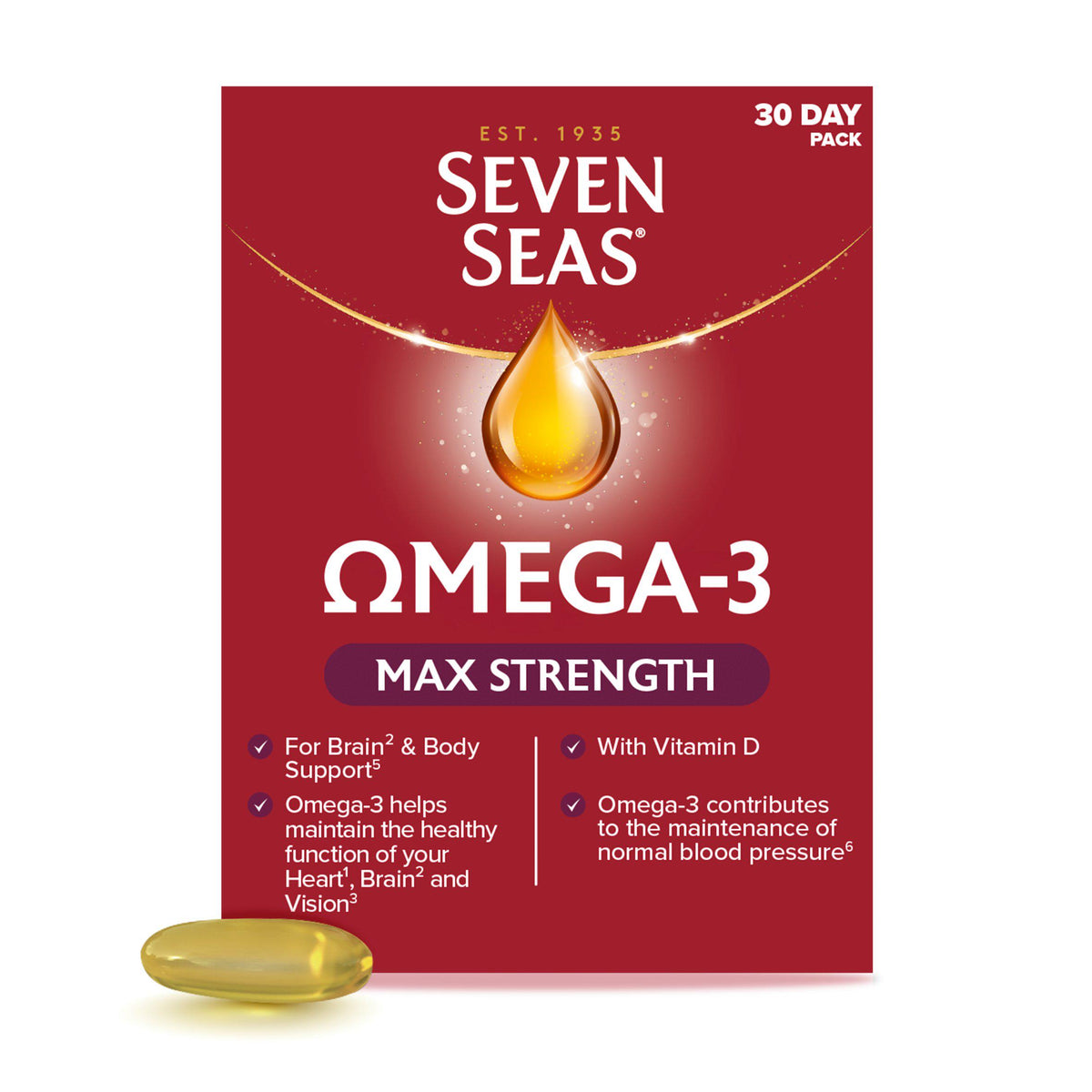 Seven Seas Omega-3 Fish Oil Capsules 30 Pack (British brand)