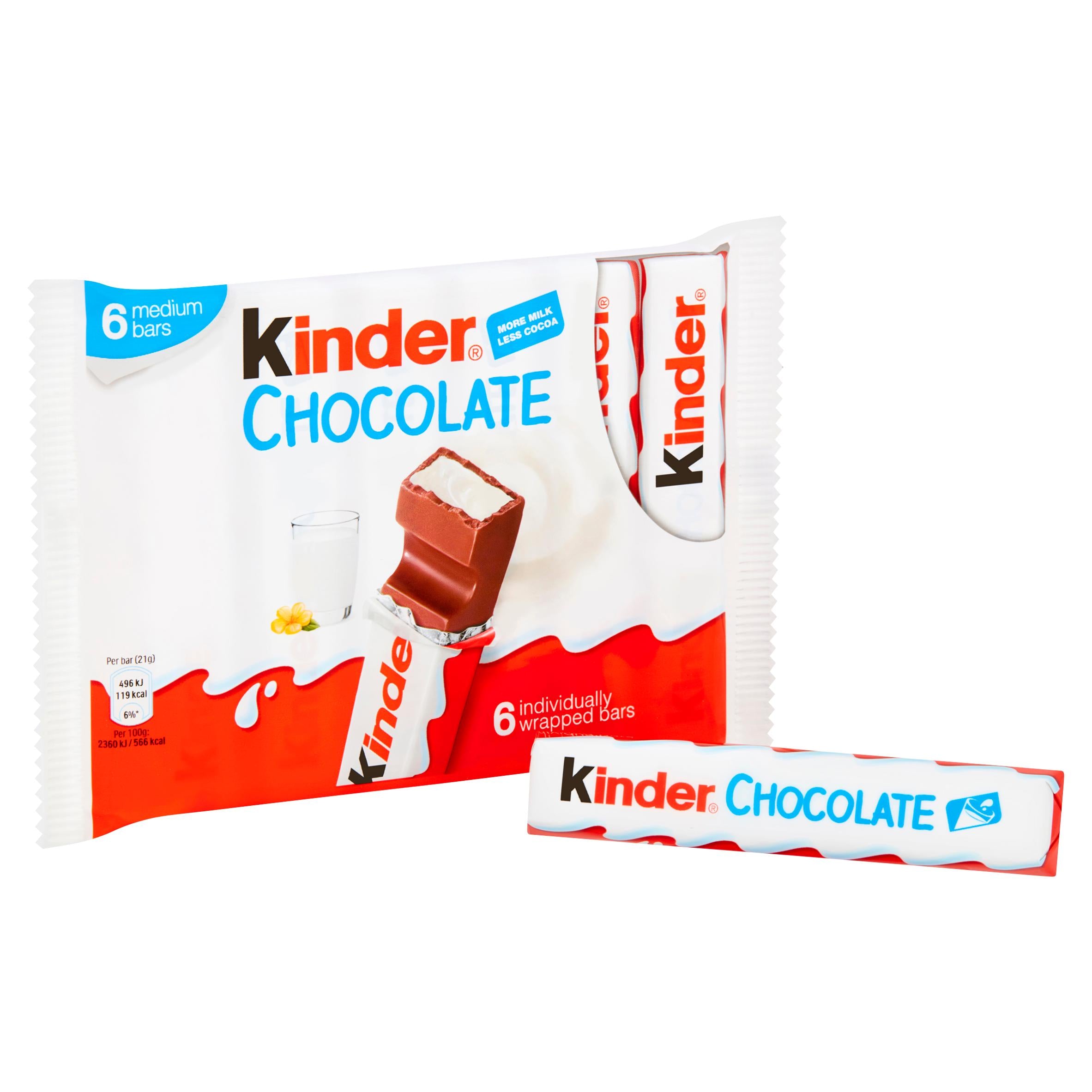 Kinder chocolate snack bars multipack 6x21g, UK version