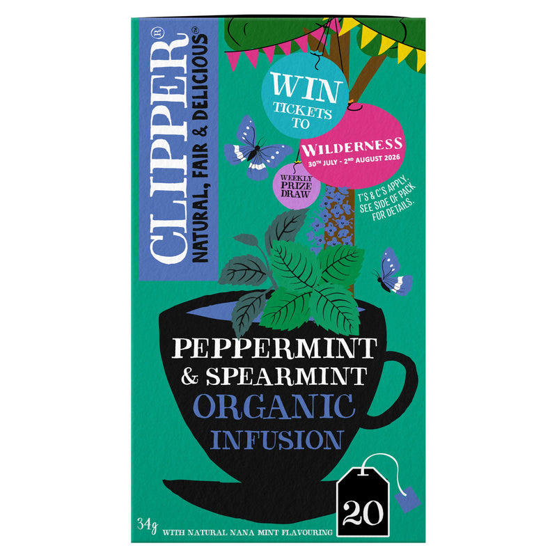 Clipper peppermint spearmint organic tea 34g, imported from the UK