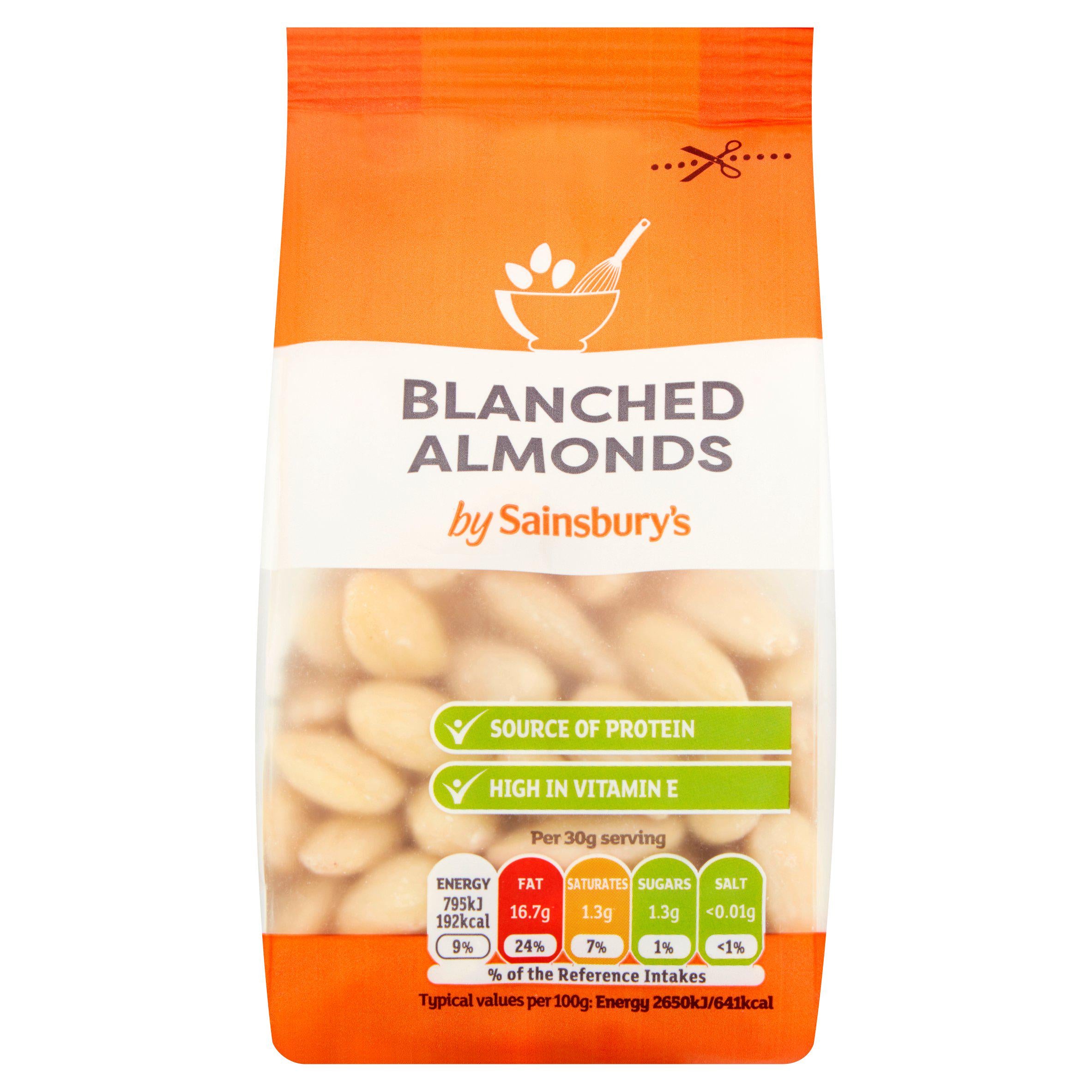 Sainsbury's blanched almonds 100g pack (British brand)