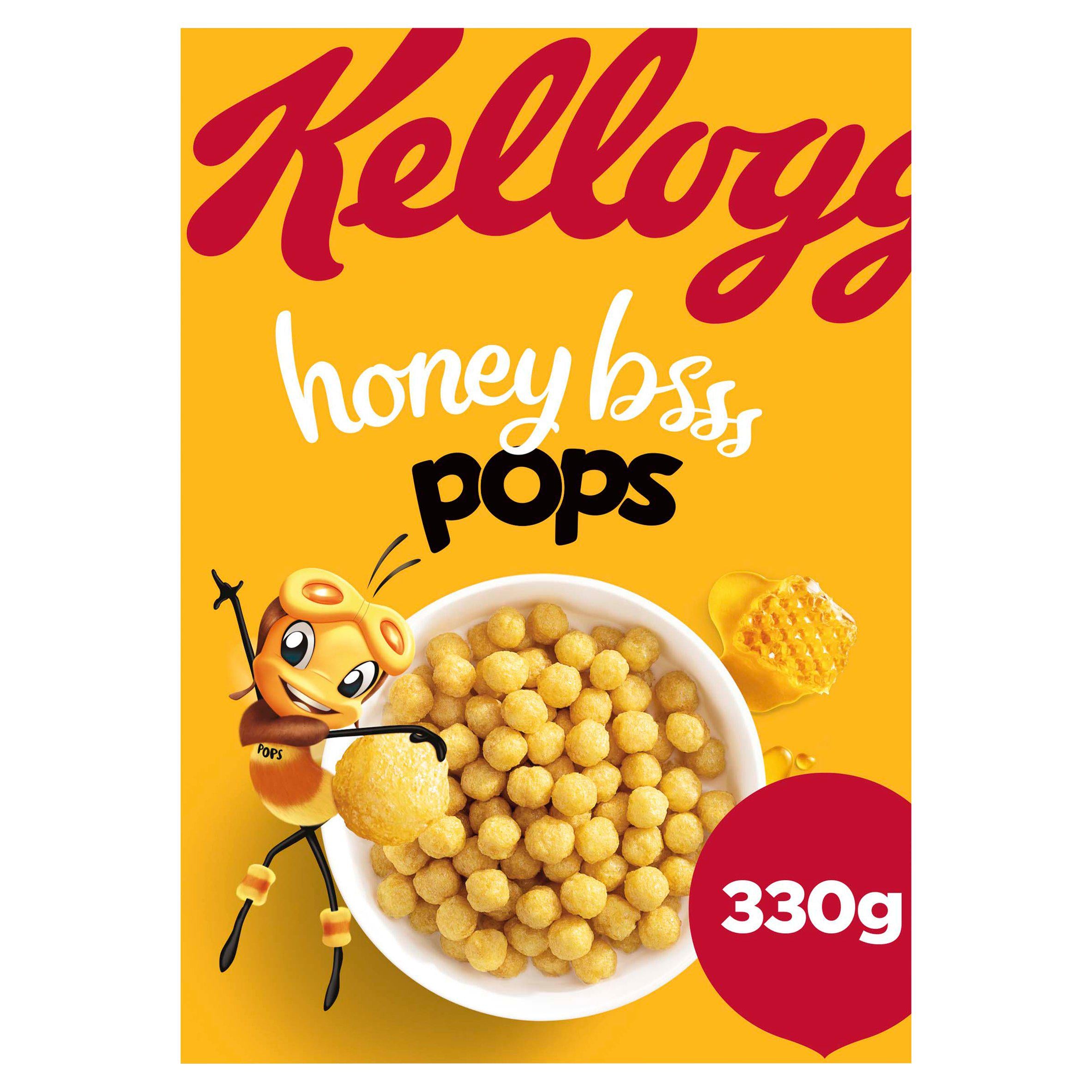 Kellogg's Honey Pops breakfast cereal 330g - British product