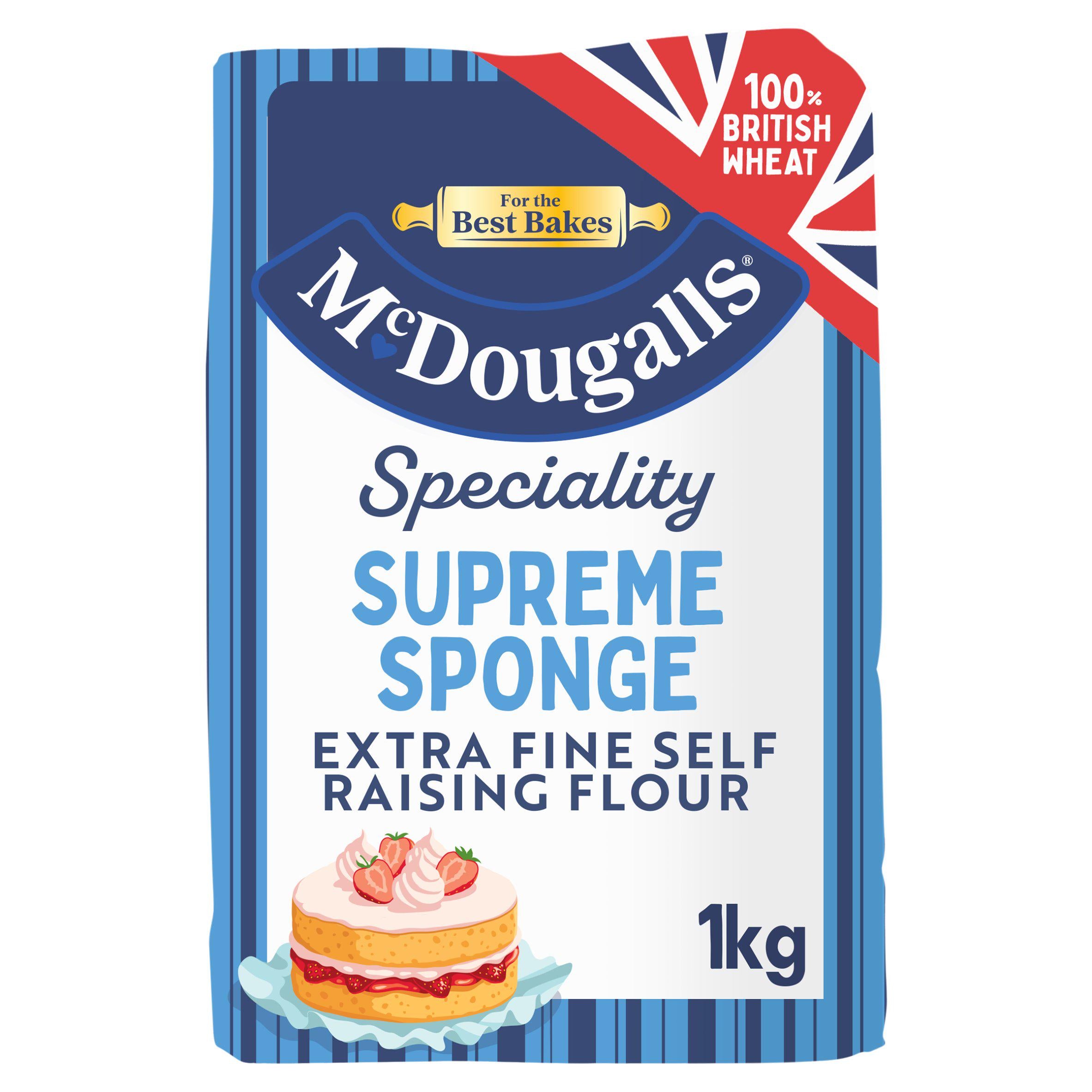 McDougalls Supreme Sponge Self Raising Flour 1kg, imported from the UK