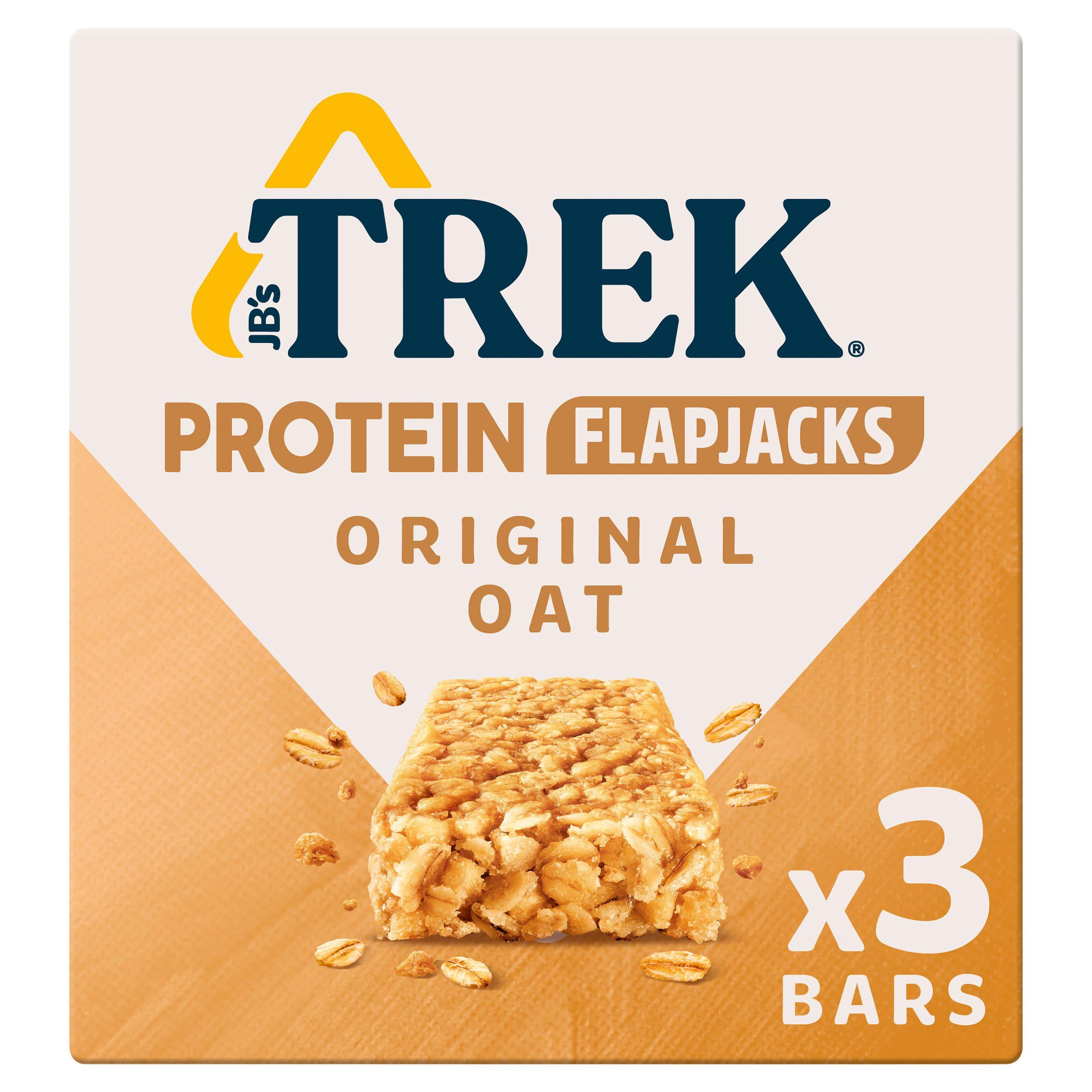 Trek protein flapjack bars Original Oat 3 x 50g, imported from the UK