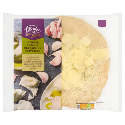 Sainsburys Sainsbury's Ultimate Garlic & Mozzarella Flatbread Taste the Difference 310g- Buy online at McGrocer