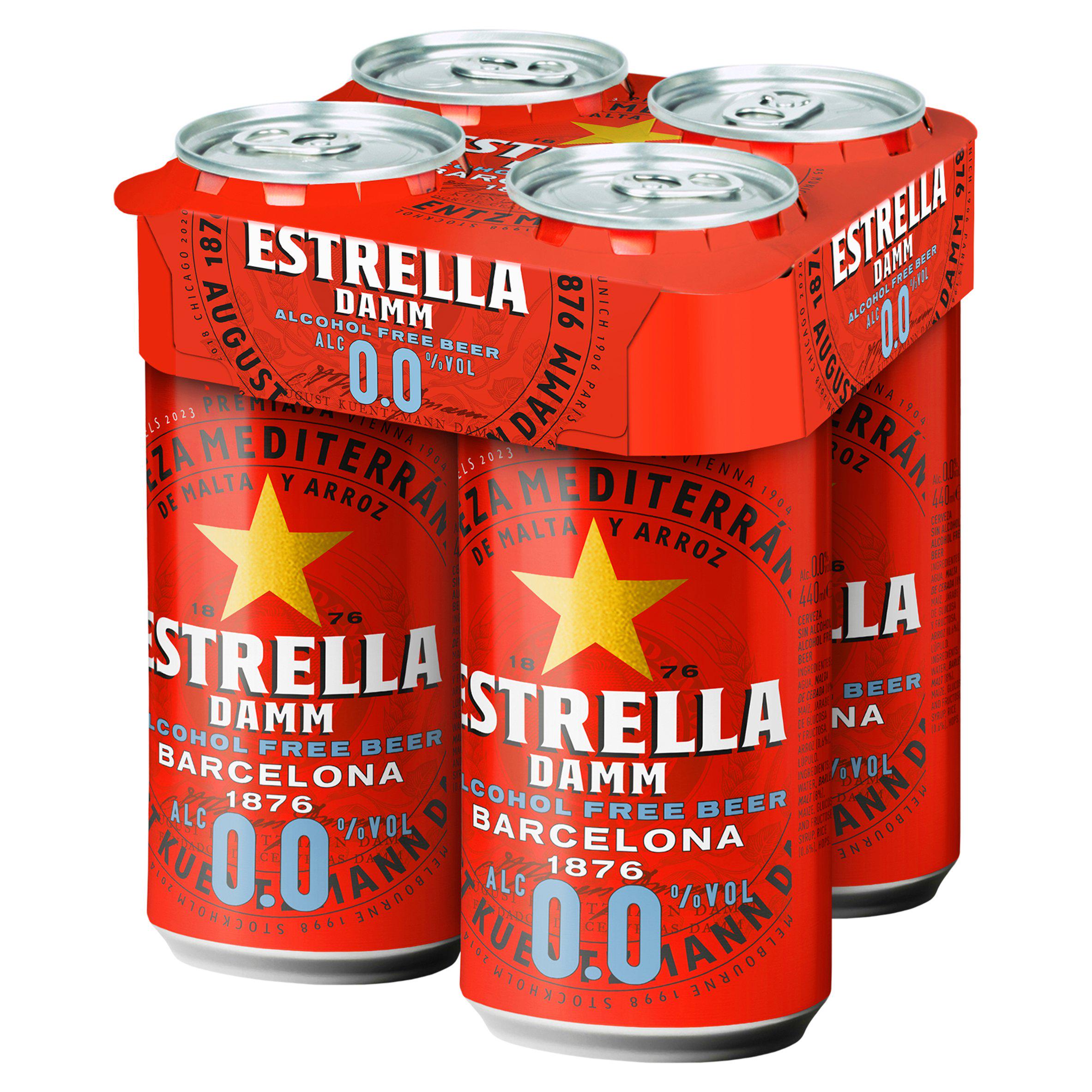 Estrella Damm alcohol-free beer 440ml can, UK version