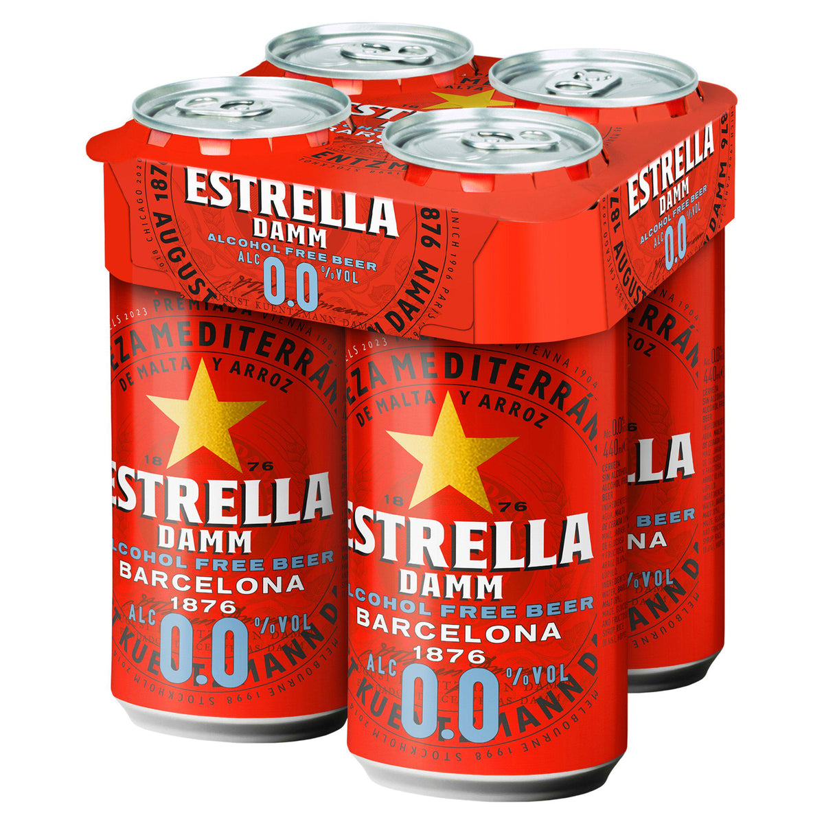 Estrella Damm alcohol-free beer 440ml can, UK version