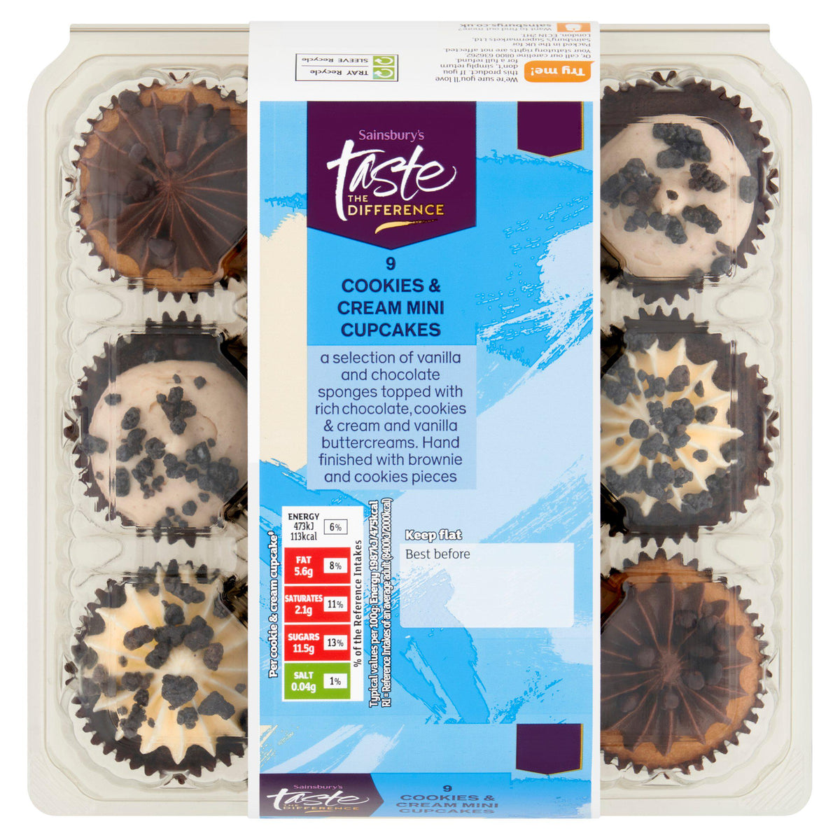 Sainsbury's Cookies & Cream Mini Cupcakes 9 Pack 214g (British brand)