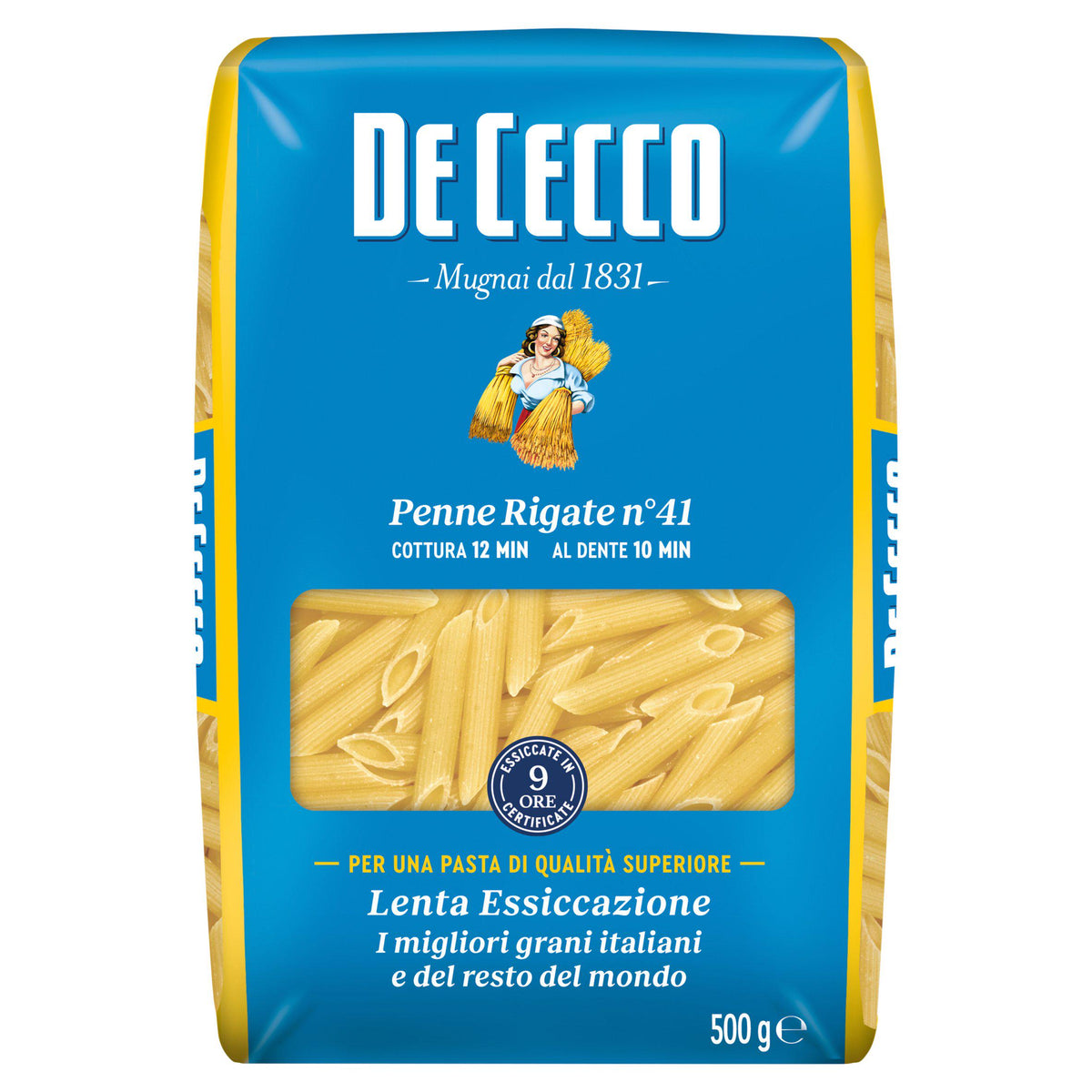 De Cecco Penne Rigate durum wheat pasta 500g, UK version