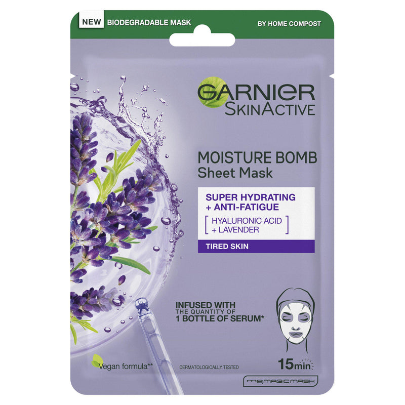 Garnier Lavender Hydrating Moisture Bomb sheet mask 28g, UK version