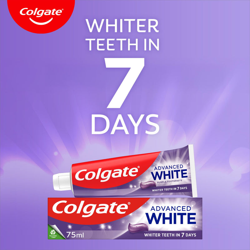 Colgate Advanced White Purple toothpaste 75ml, imported from the UK
