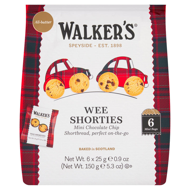 Walker's Wee Shorties mini chocolate chip shortbread 6x25g, UK version