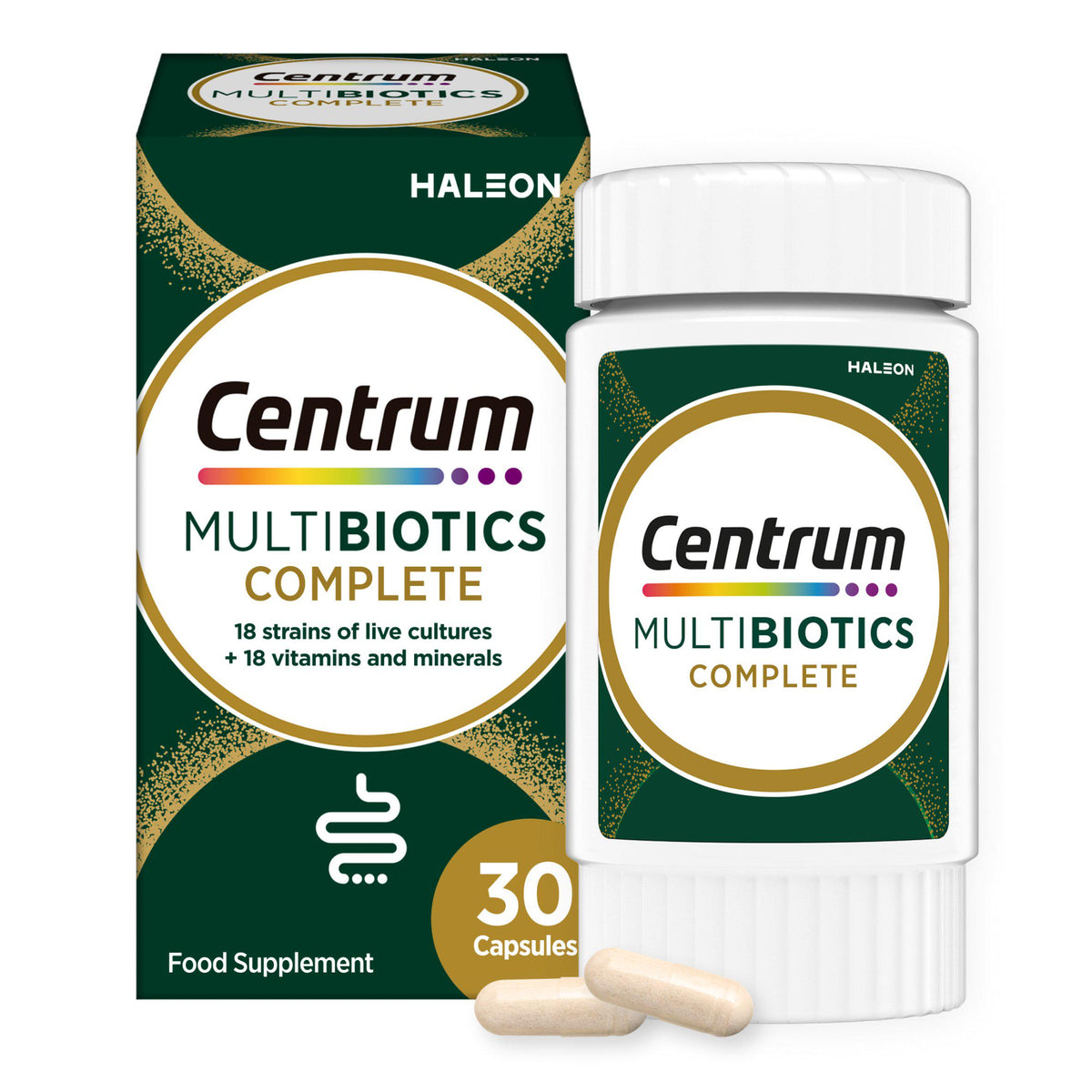 Centrum Multibiotics Complete probiotic multivitamin capsules 30 count (British brand)