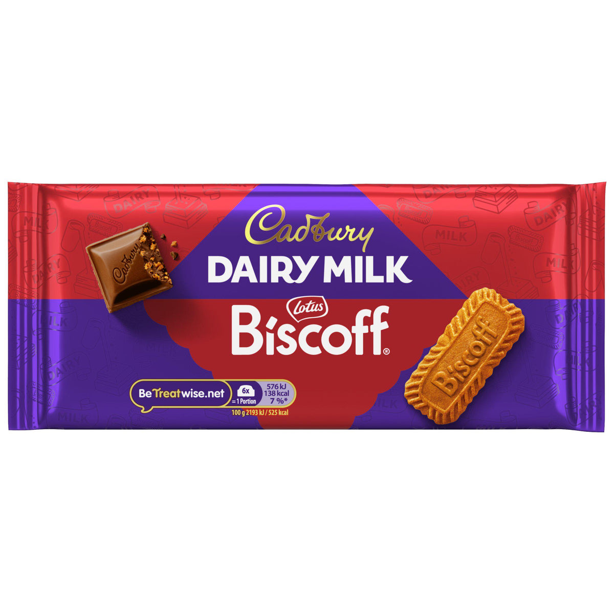 Cadbury Dairy Milk Biscoff chocolate bar 105g, imported from the UK