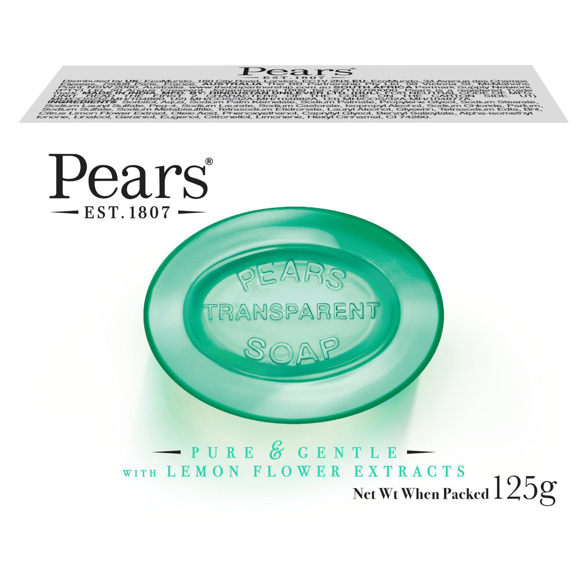 Pears Lemon Flower Bar Soap 125g transparent (British brand)