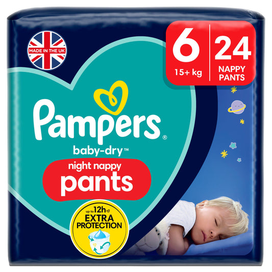 Pampers Baby Dry Night Nappy Pants Size 6, 15kg+ x24 GOODS Sainsburys   