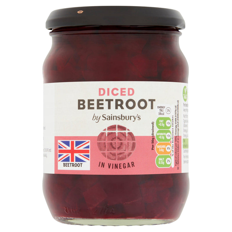 Sainsbury's diced pickled beetroot 340g (British brand)