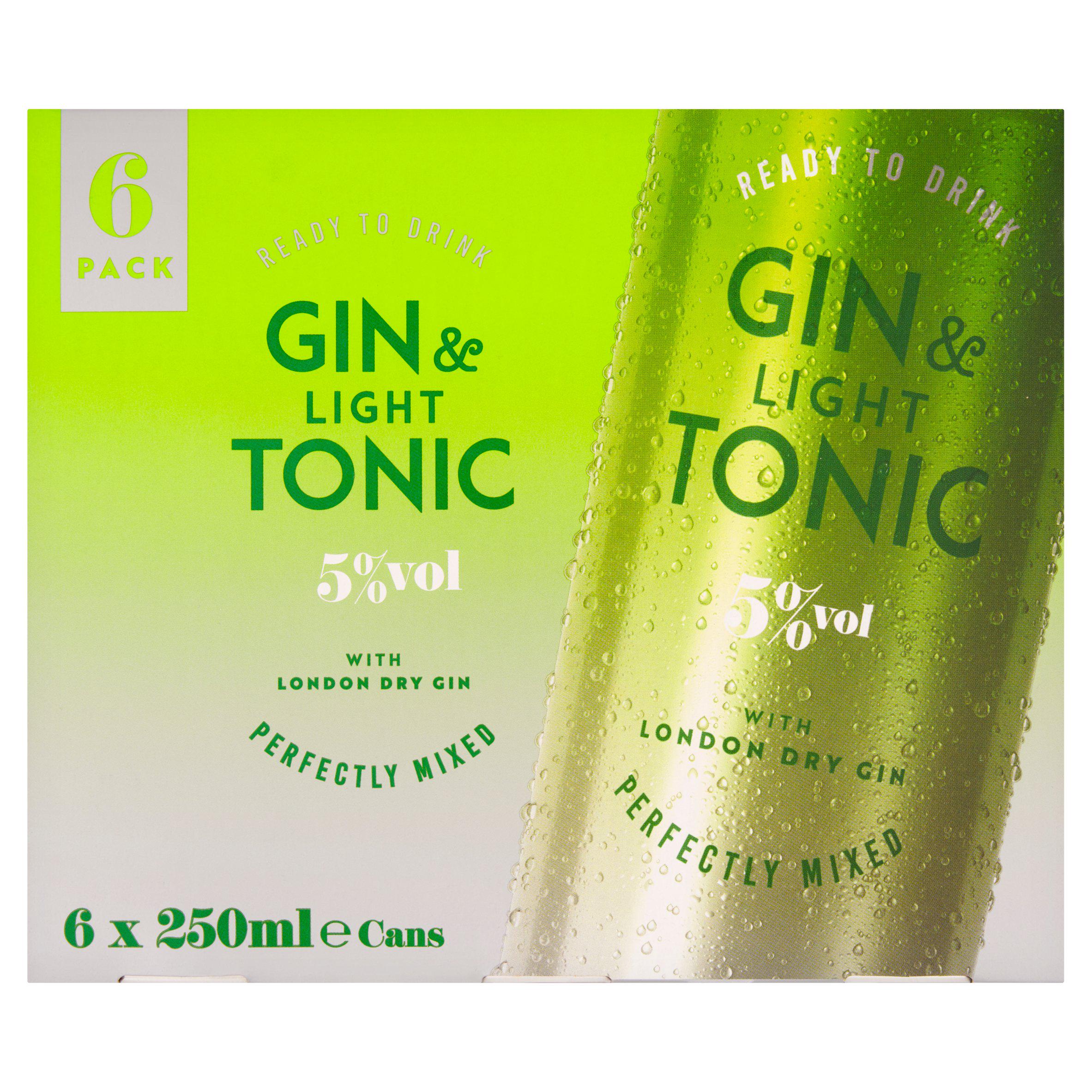 Sainsbury's premixed gin and light tonic 6x250ml, imported from the UK