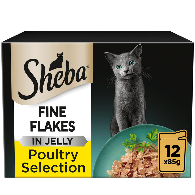 Sheba wet cat food Fine Flakes Poultry in Jelly 12 x 85g, UK version
