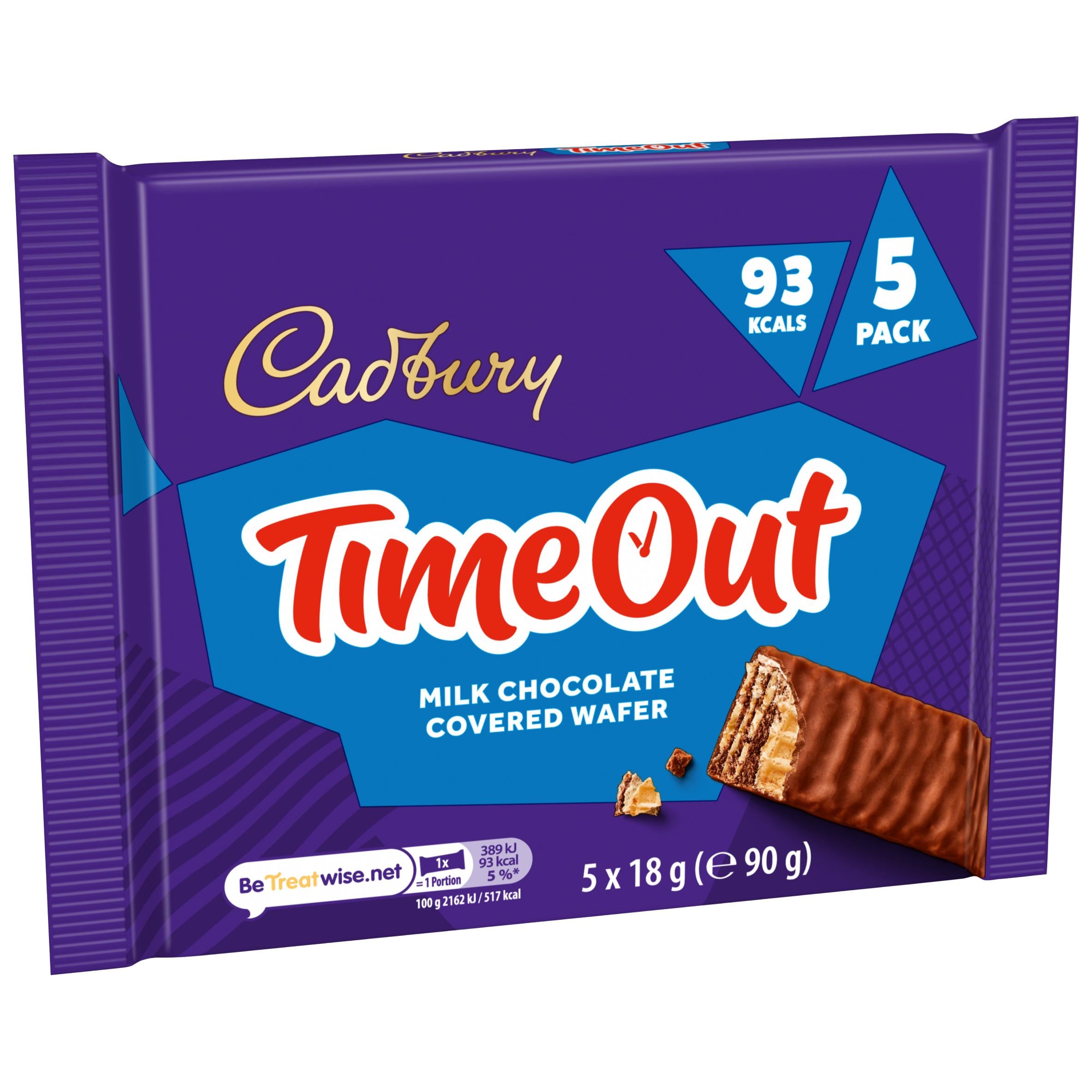 Cadbury Timeout wafer bars multipack 5 x 18g, imported from the UK