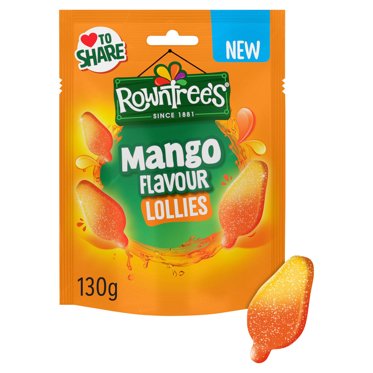 Rowntree's sweets Mango Lollies 130g sharing bag (British brand)