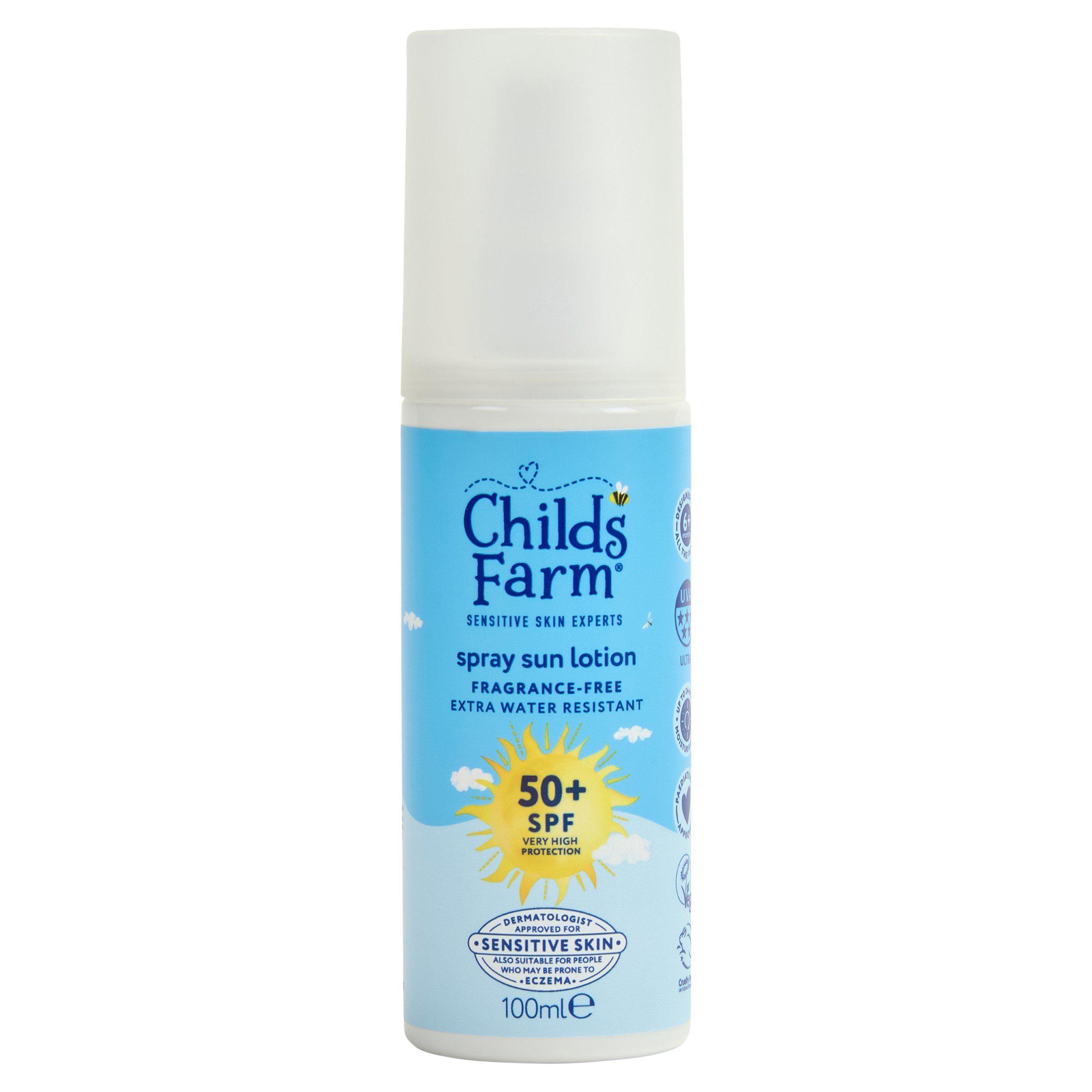 Childs Farm sensitive skin fragrance free sun lotion spray 100ml, imported from the UK