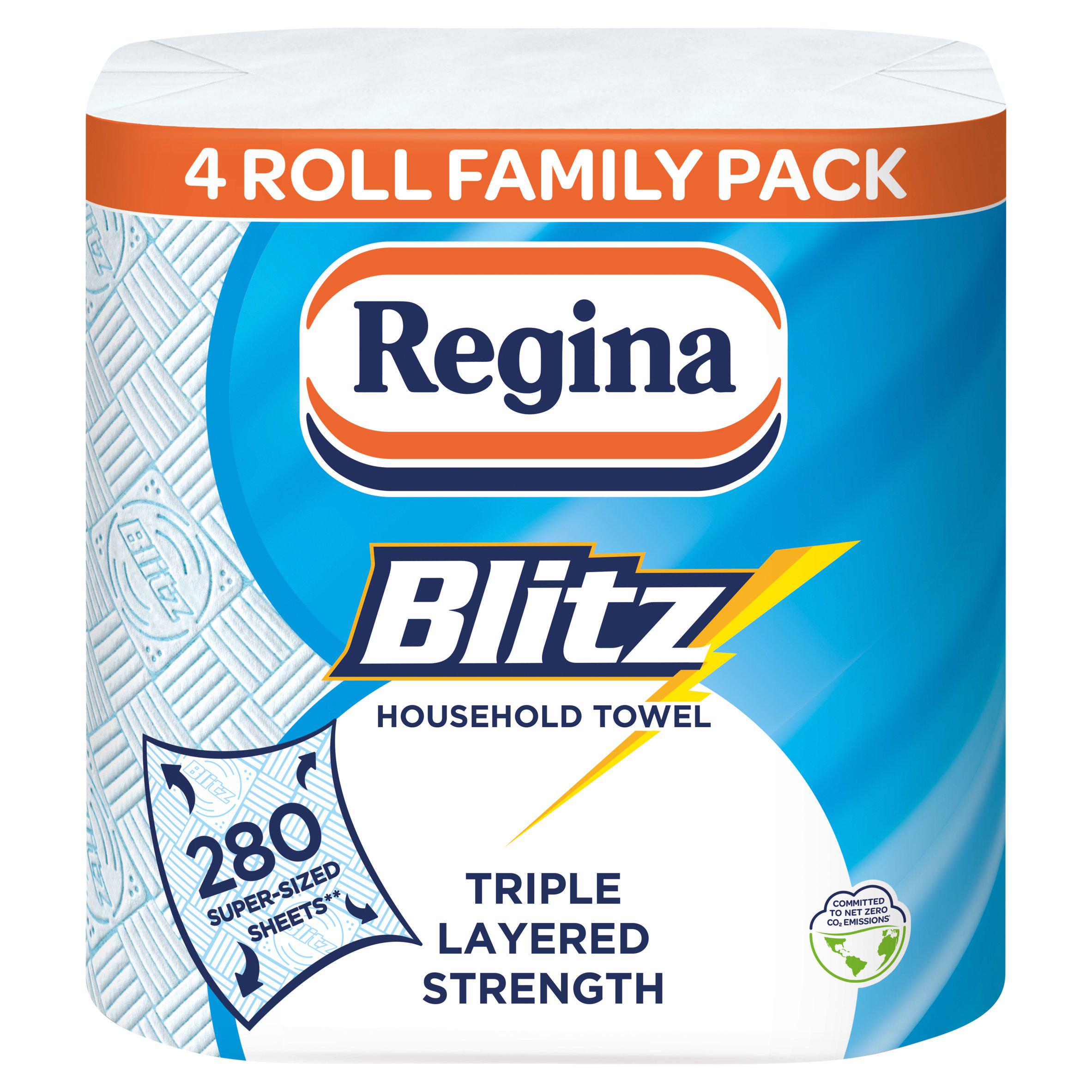 Regina Blitz kitchen towel rolls 4 pack, imported from the UK