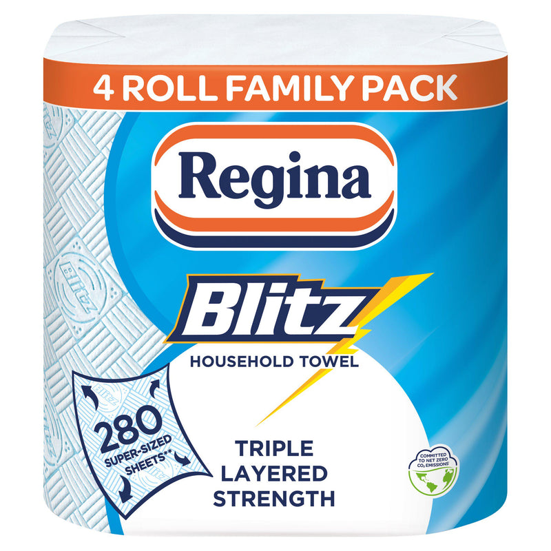 Regina Blitz kitchen towel rolls 4 pack, imported from the UK