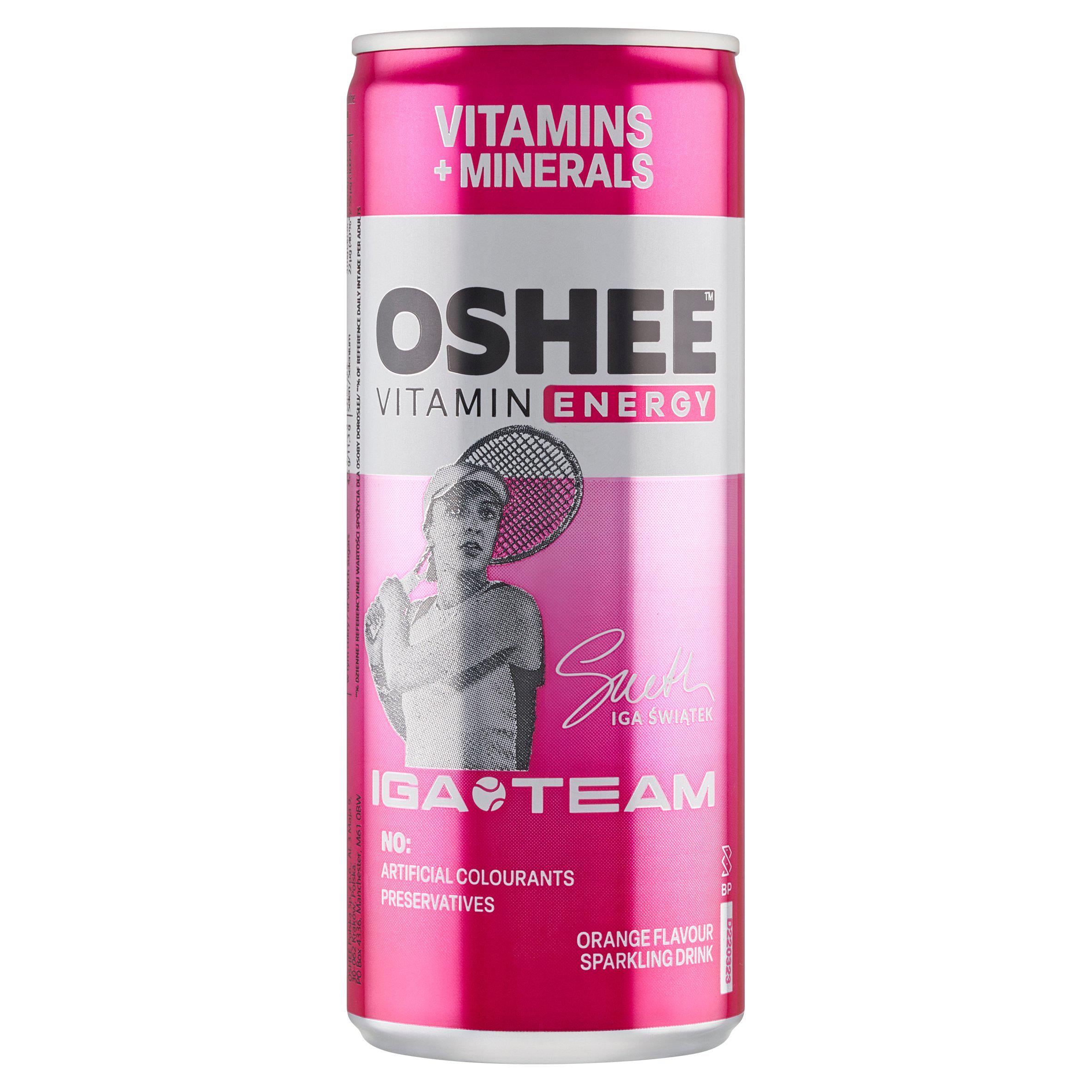 Oshee vitamin energy sparkling drink orange flavour 250ml, imported from the UK