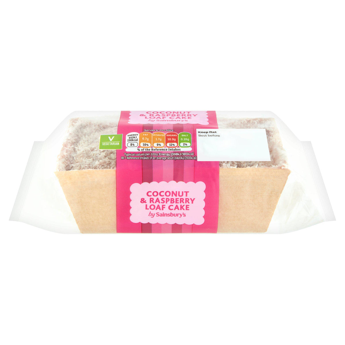 Sainsbury's coconut raspberry loaf cake 240g - British product
