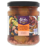 Sainsbury's marinated pitted Greek olive trio 190g, UK version