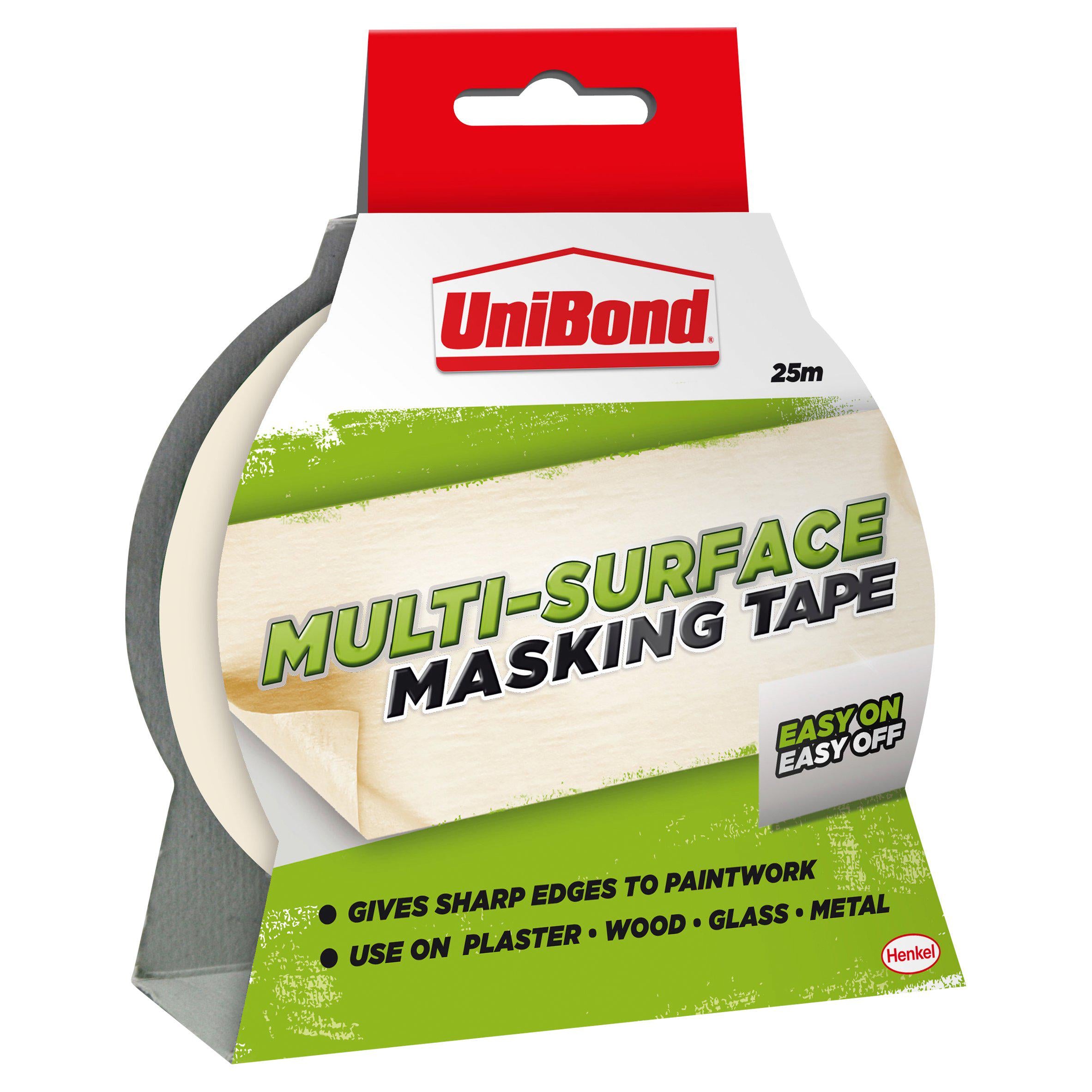 UniBond cream masking tape 25mm x 25m, imported from the UK