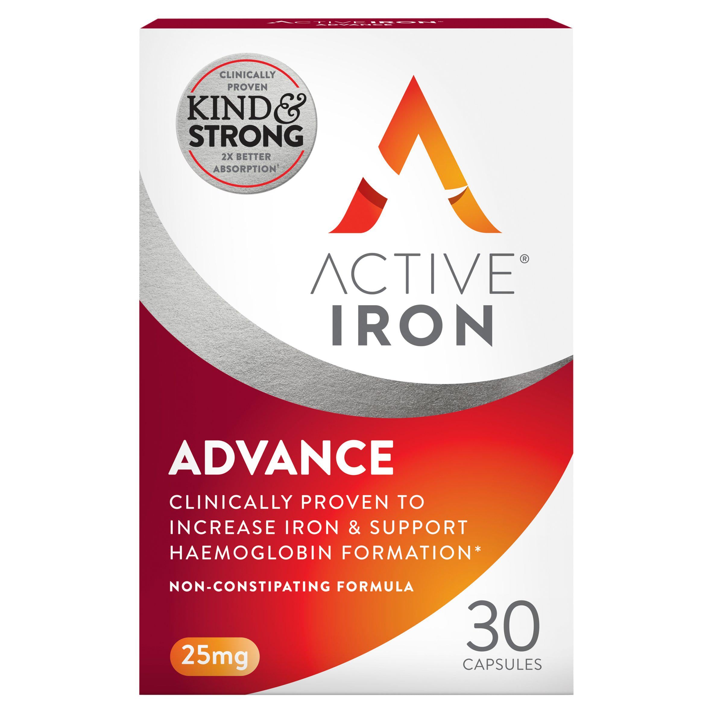 Active Iron Advance 25mg iron capsules 30 count (British brand)