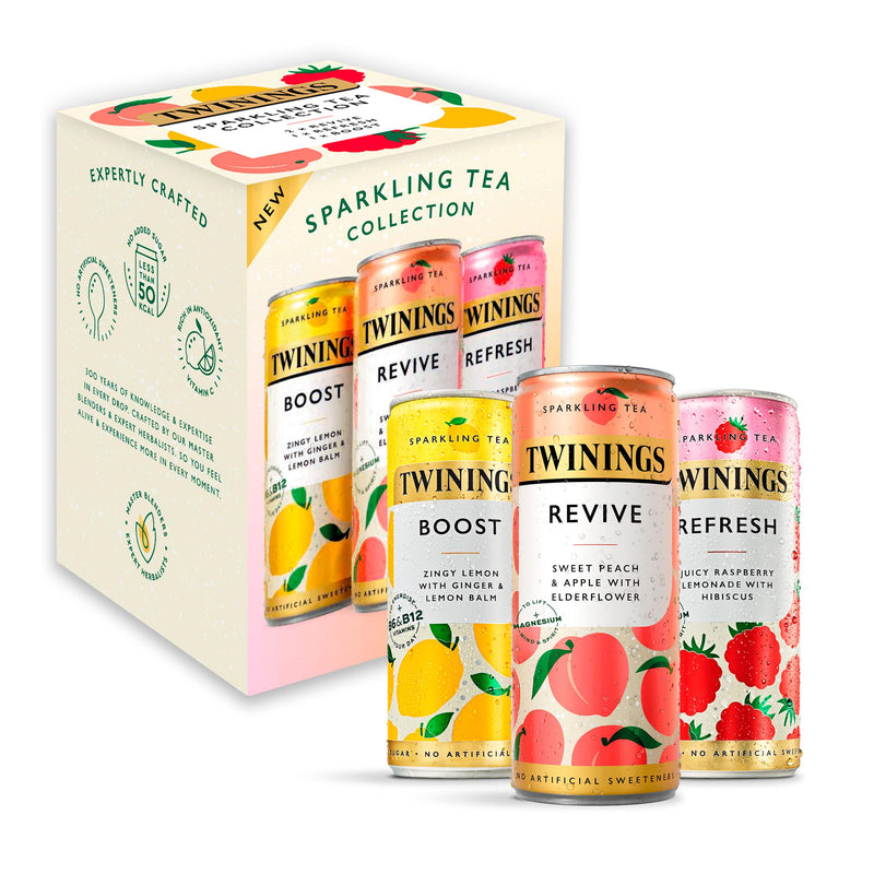 Twinings sparkling tea collection three flavours 4x250ml, imported from the UK