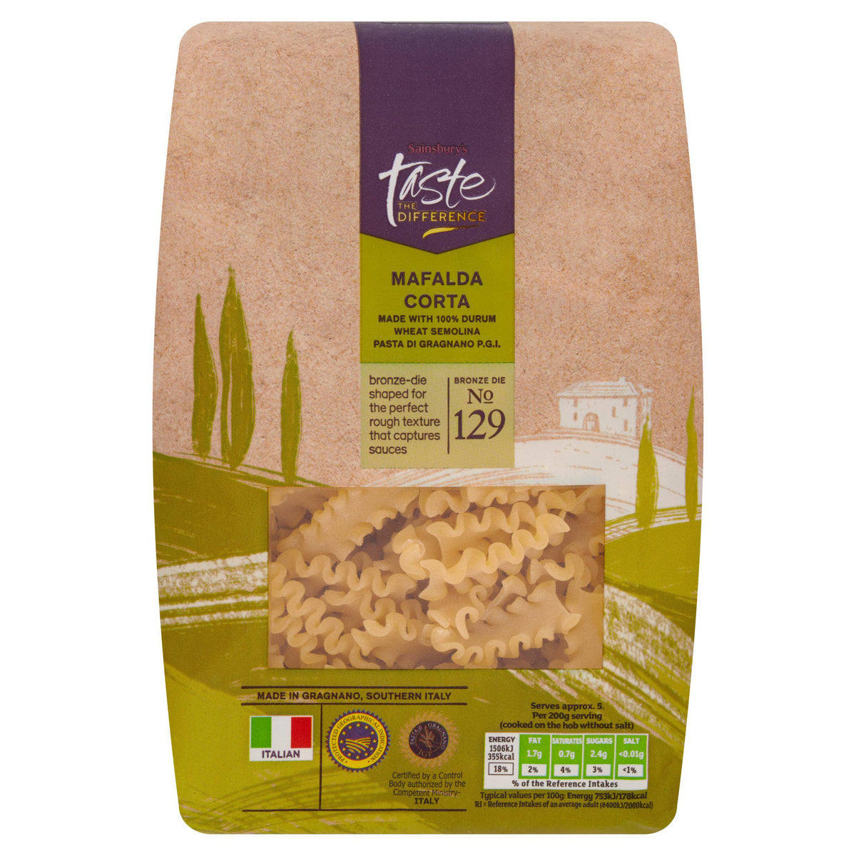 Sainsbury's Mafalda Corta pasta 500g, UK version