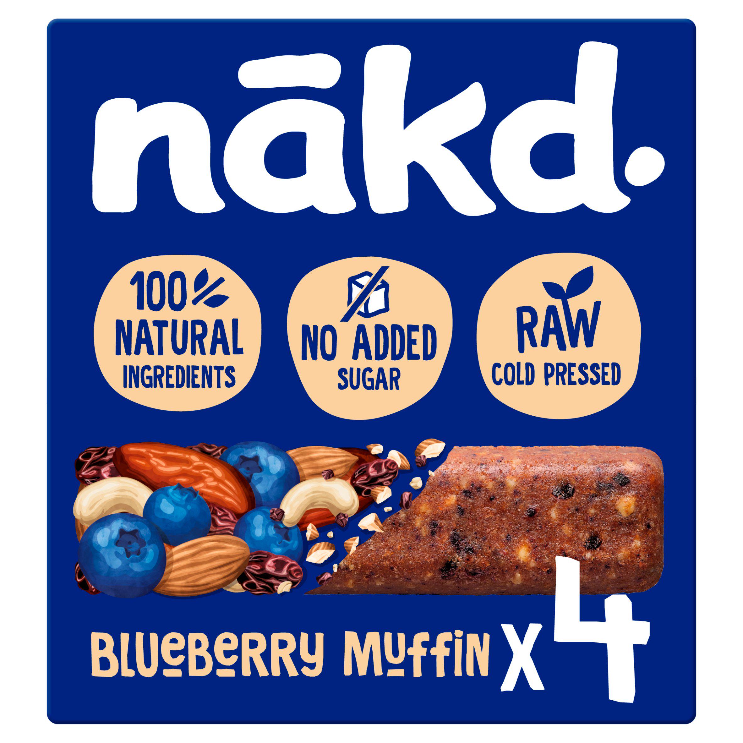 Nakd Blueberry Muffin fruit and nut bars 4x35g (British brand)