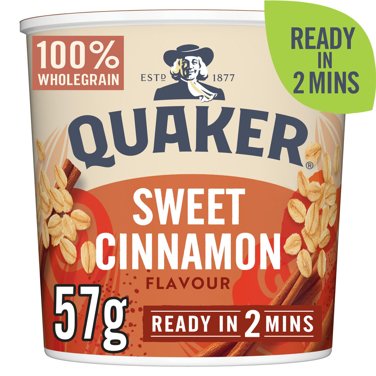 Quaker porridge pot sweet cinnamon 57g, imported from the UK