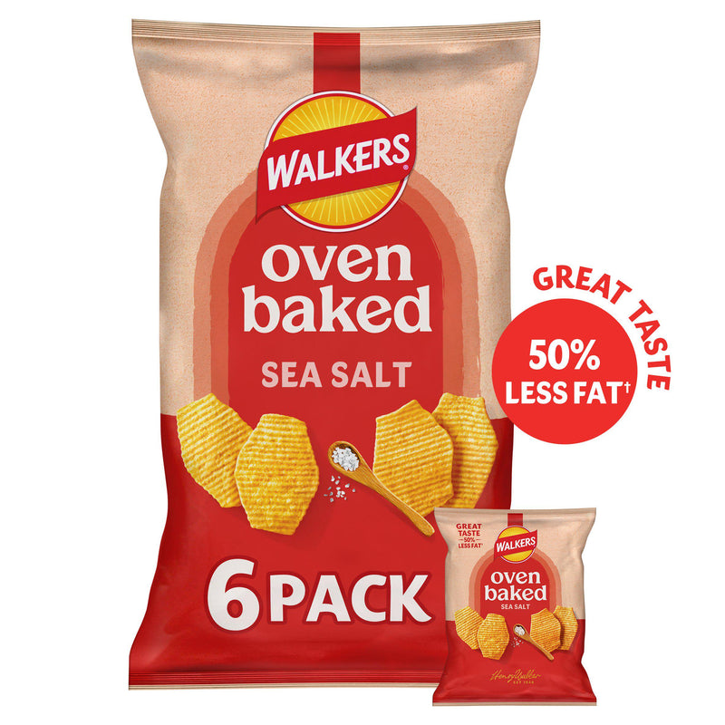 Walkers Baked Ready Salted crisps multipack 6x22g (British brand)