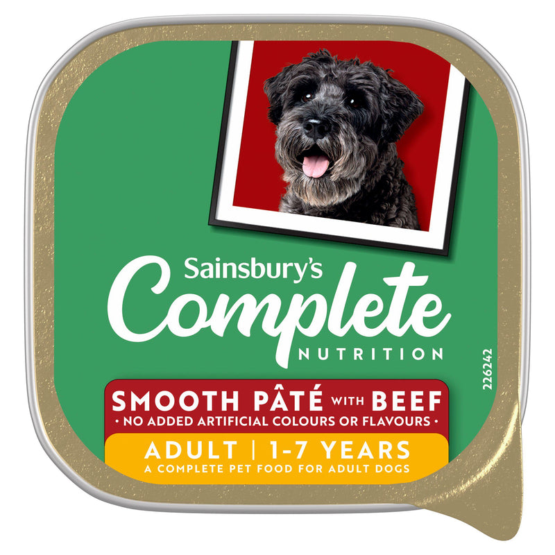 Sainsbury's smooth pate dog food with beef 300g, imported from the UK