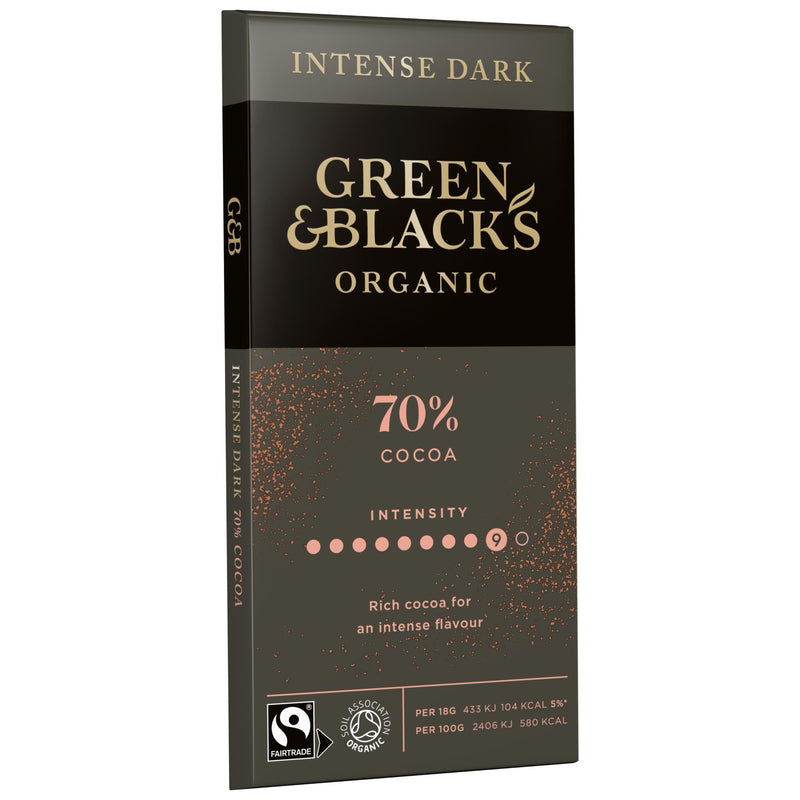 Green & Black's organic 70% dark chocolate bar 90g (British brand)