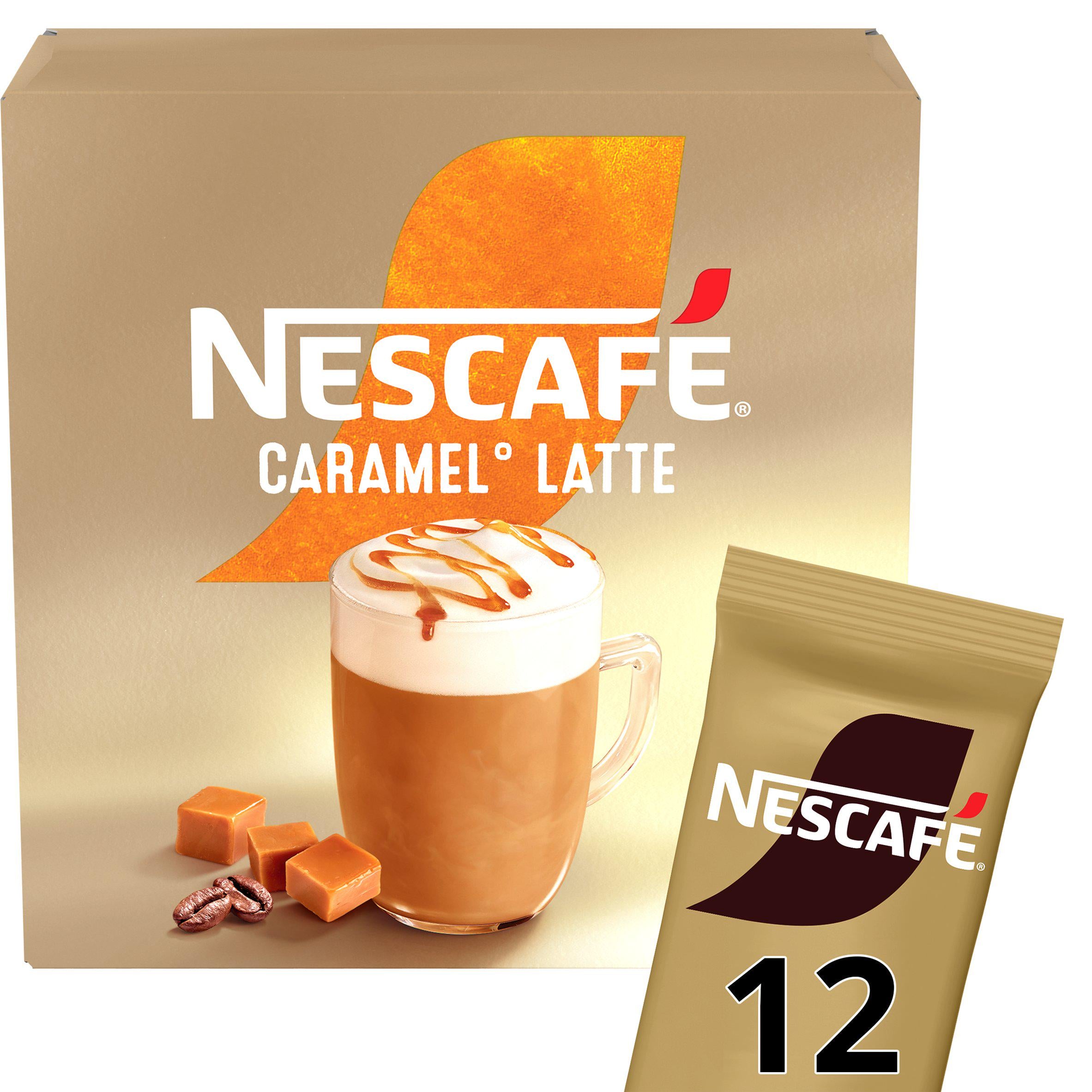 Nescafé caramel latte instant coffee sachets 12x17g - British product