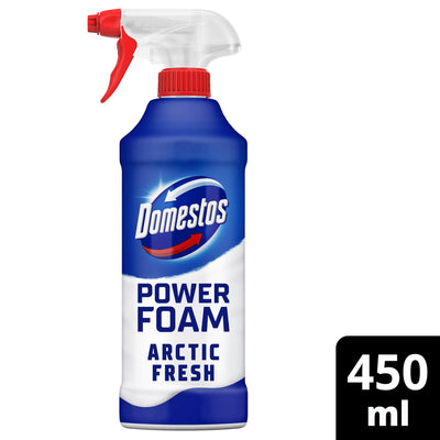 Sainsburys Domestos Power Foam Arctic Fresh Toilet & Bathroom Cleaner Spray 450ml- Buy online at McGrocer