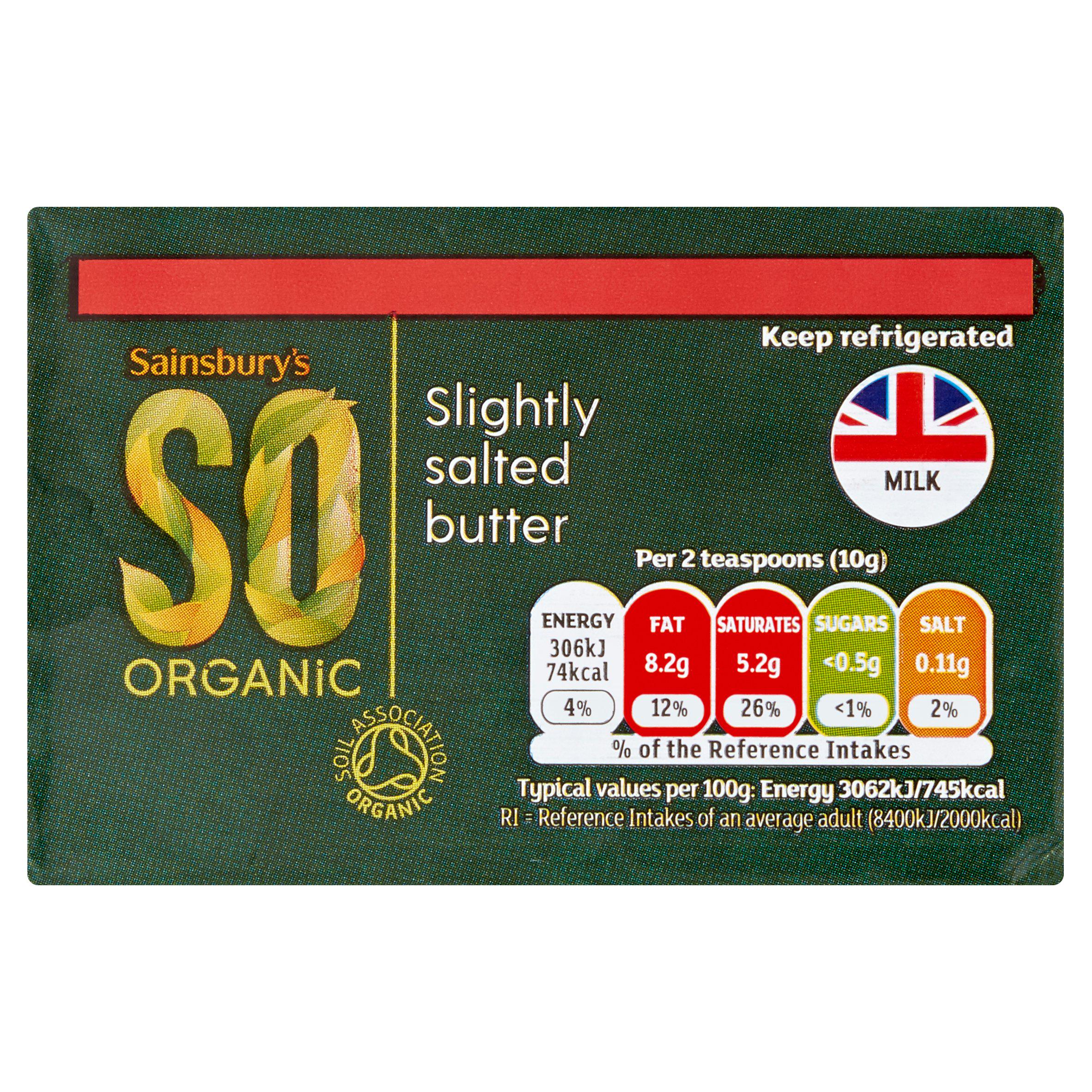 Sainsbury's British butter slightly salted organic 250g, UK version