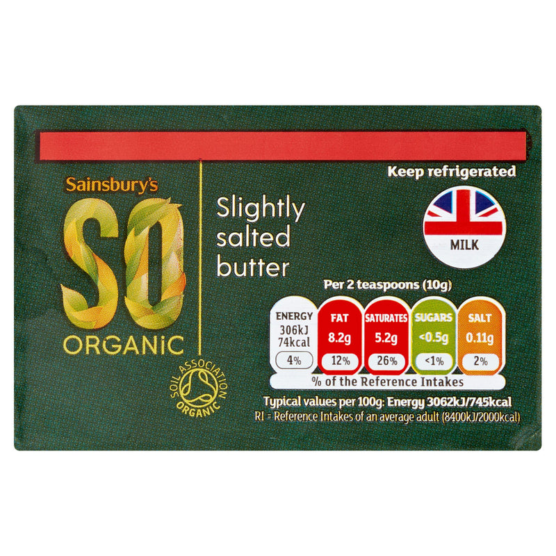 Sainsbury's British butter slightly salted organic 250g, UK version
