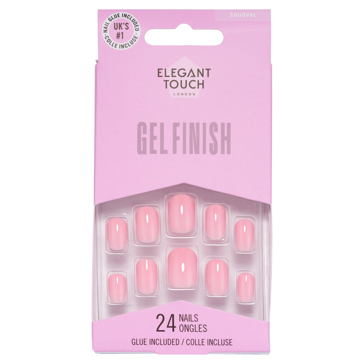 Elegant Touch gel finish nails perfect pink 24 pcs - British product