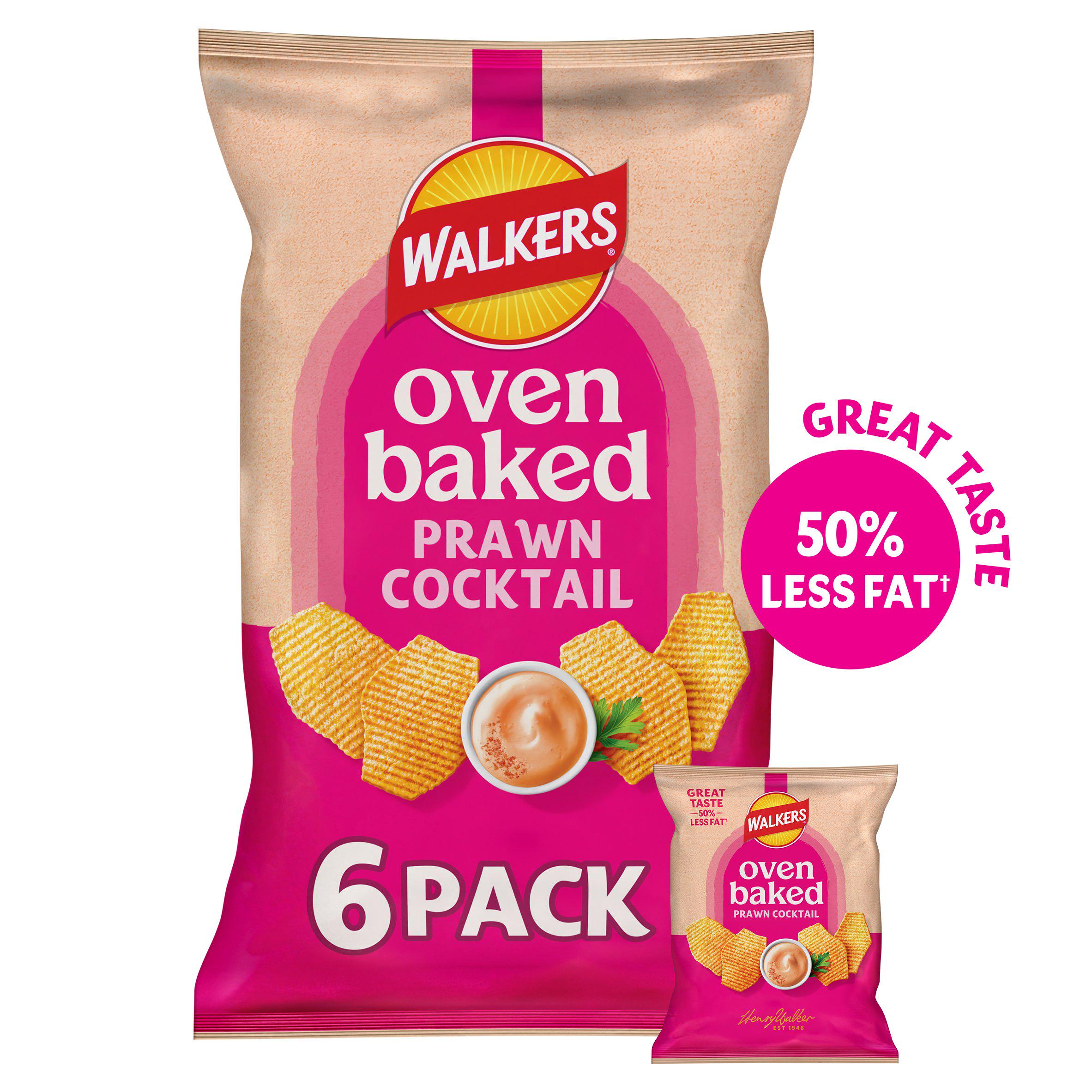 Walkers Baked Prawn Cocktail crisps multipack 6x22g - British product