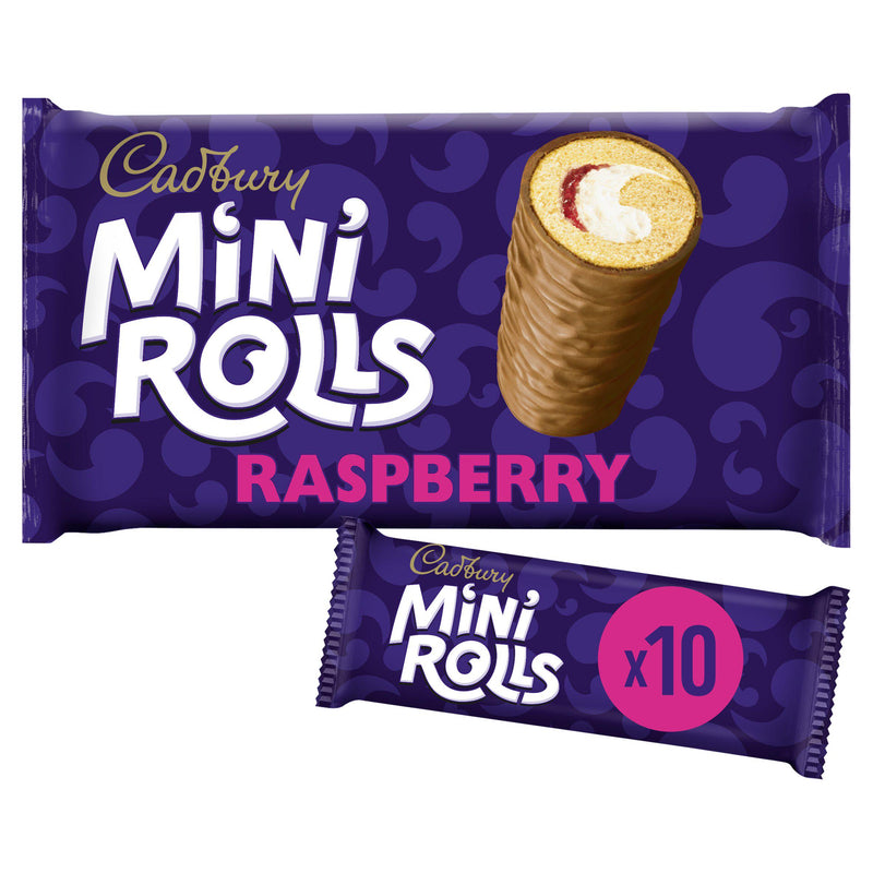 Cadbury Milk Chocolate Raspberry Mini Rolls x10, UK version